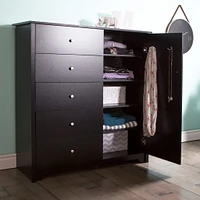 Commode à porte 5 tiroirs - Vito Noir solide