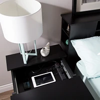 Table de Nuit avec Station de chargement - Vito Noir Solide
