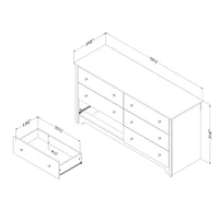 Vito 6-Drawer Double Dresser - Pure White