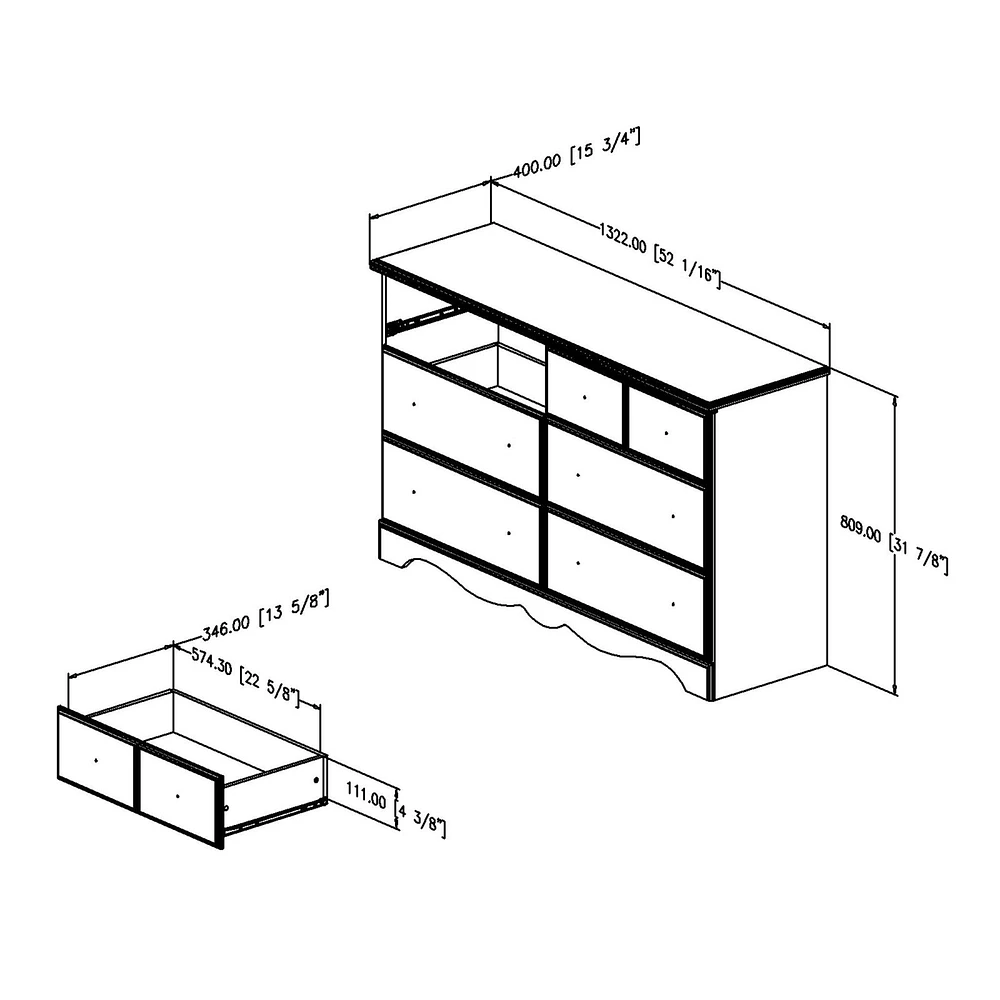 Summer Breeze 6 Drawer Double Dresser