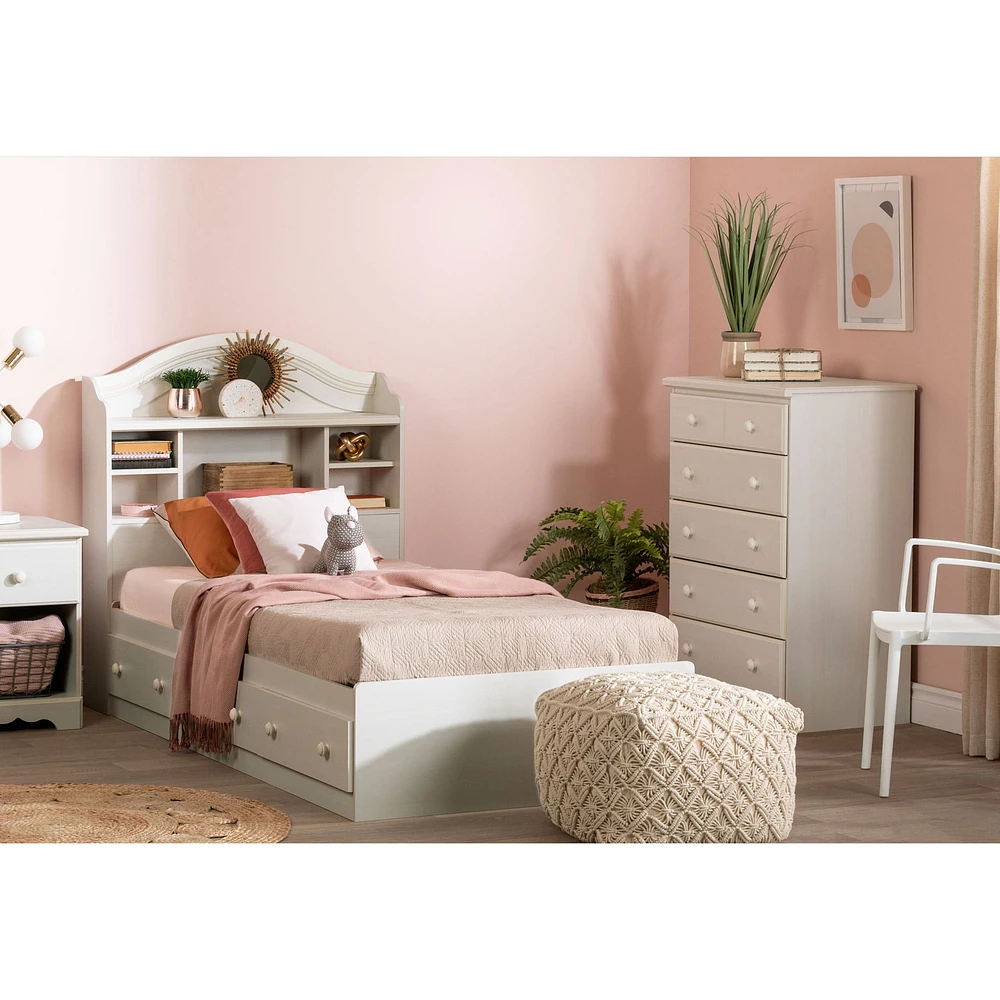 Mates Bed with 3 Drawers - Summer Breeze White Wash