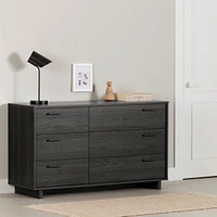 Commode Double 6 Tiroirs Fynn - Chêne Gris