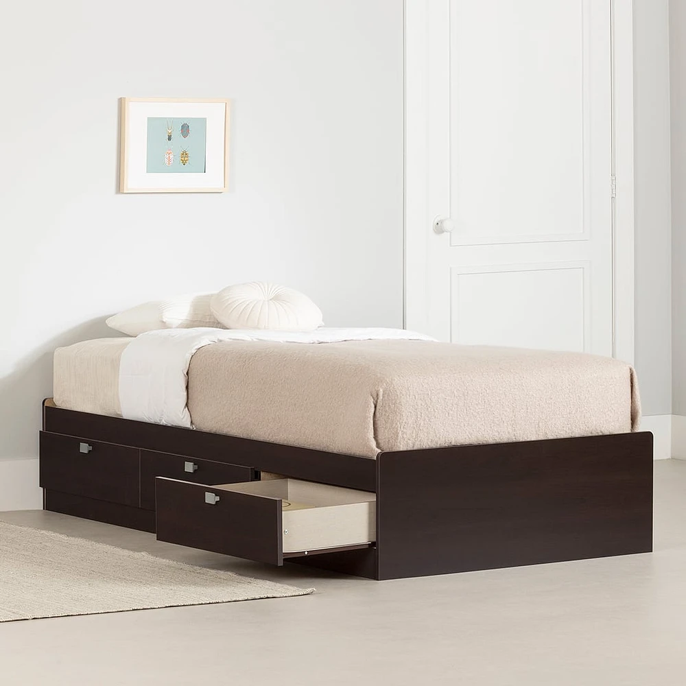 Spark Twin Mates Bed with Drawers - Chocolate