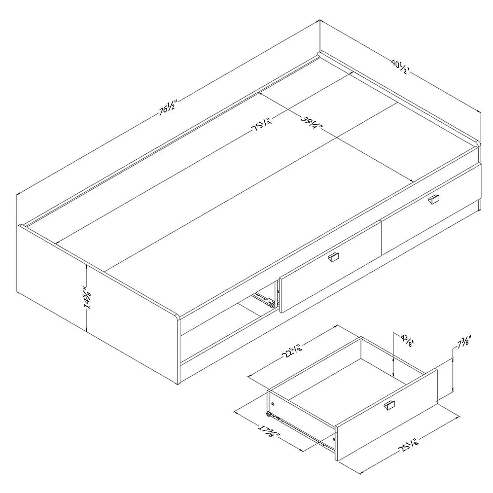 Spark Twin Mates Bed with Drawers - Chocolate