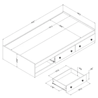 Summertime Twin Mates Bed with 3 Drawers - Pure White