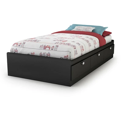 Spark Twin Mates Bed with Drawers - Pure Black
