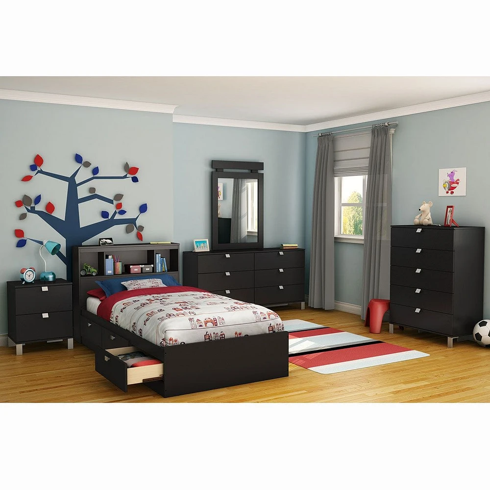 Spark Twin Bookcase Headboard - Pure Black