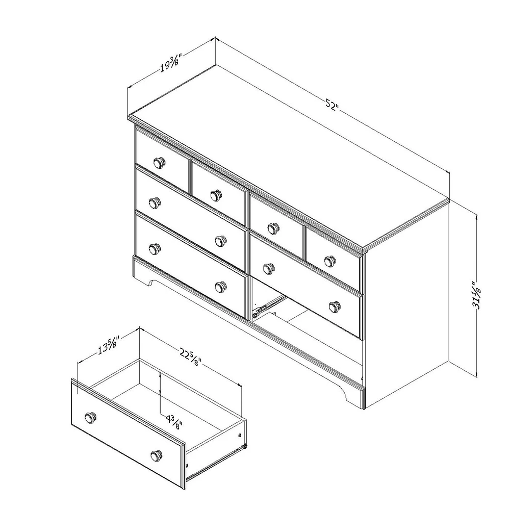 Commode Double 6 Tiroirs Summer Breeze - Myrtille