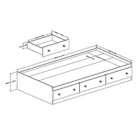 Savannah Lit matelot Simple 3 tiroirs - Blanc