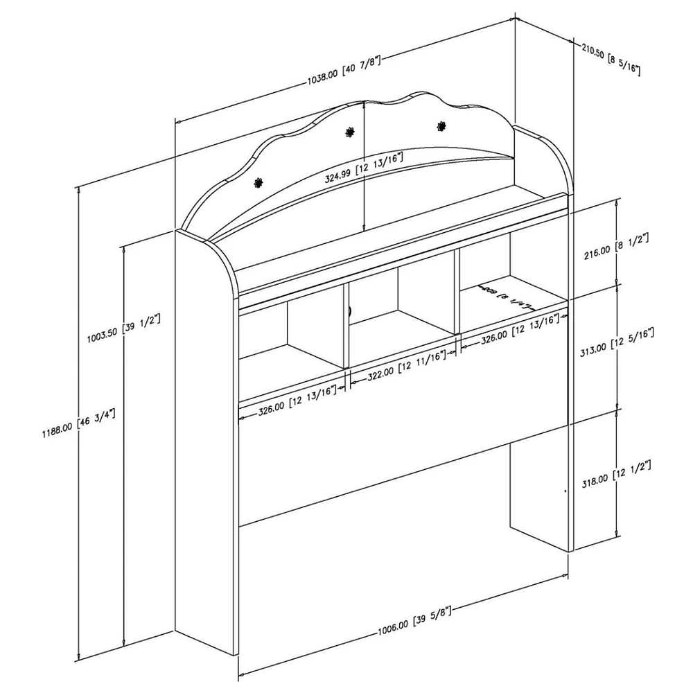 Tiara Twin Bookcase Headboard - Pure White