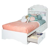Tiara Twin Mates Bed with 3 Drawers - Pure White