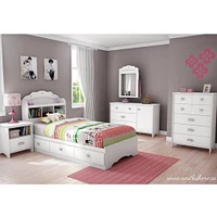 Tiara Twin Mates Bed with 3 Drawers - Pure White