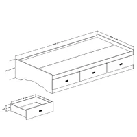 Tiara Twin Mates Bed with 3 Drawers - Pure White