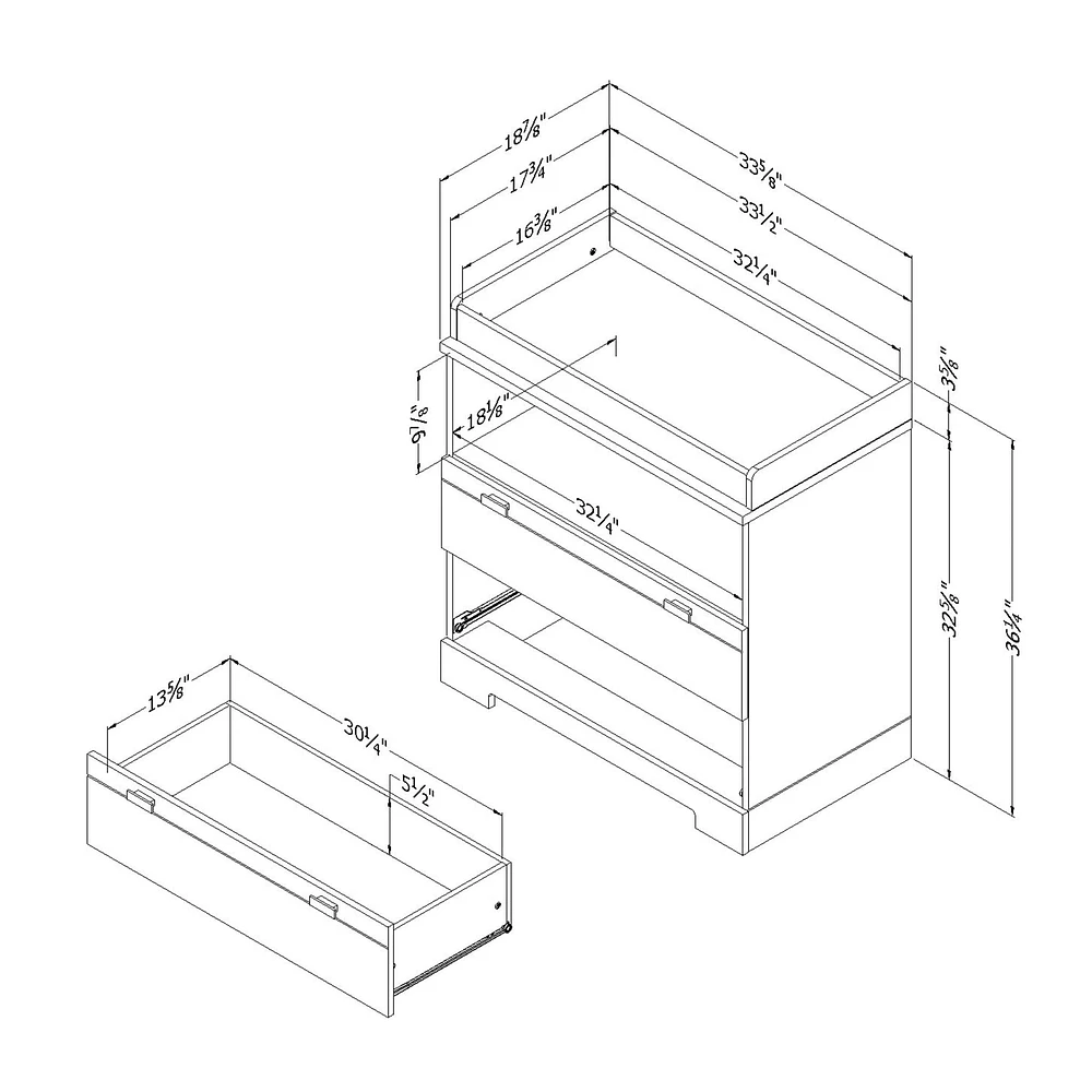 Table à Langer Avec Rangement Reevo - Blanc Solide