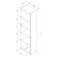 Bibliothèque étroite 5 Tablettes - Axess Blanc Solide