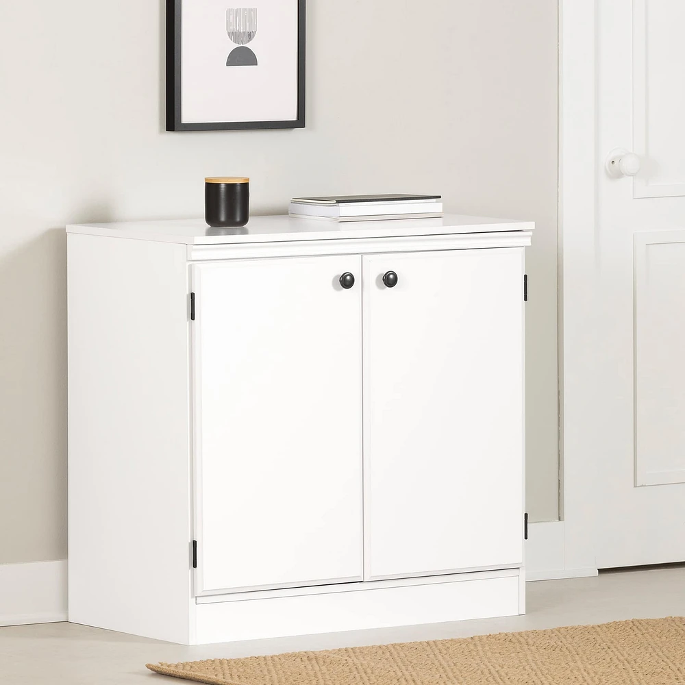 Armoire de Rangement 2 Portes - Morgan Blanc Solide