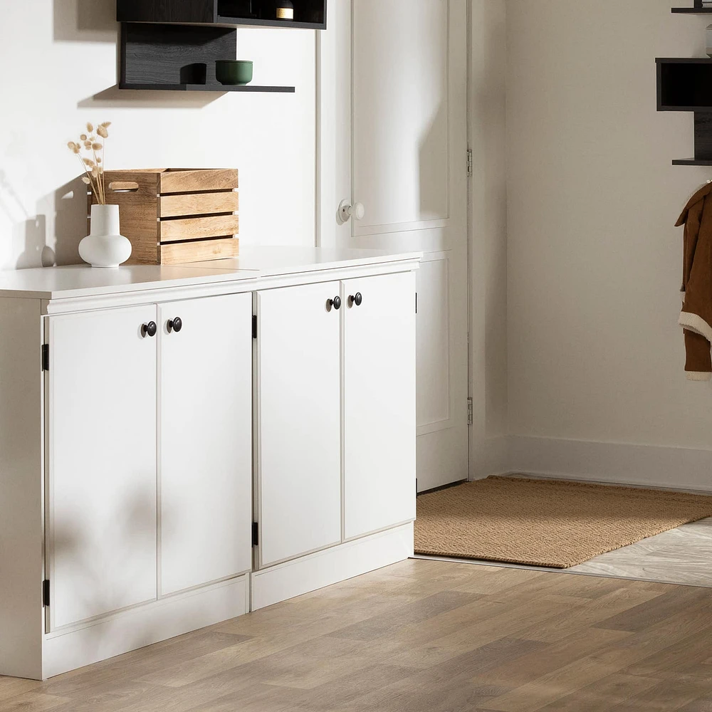 Armoire de Rangement 2 Portes - Morgan Blanc Solide