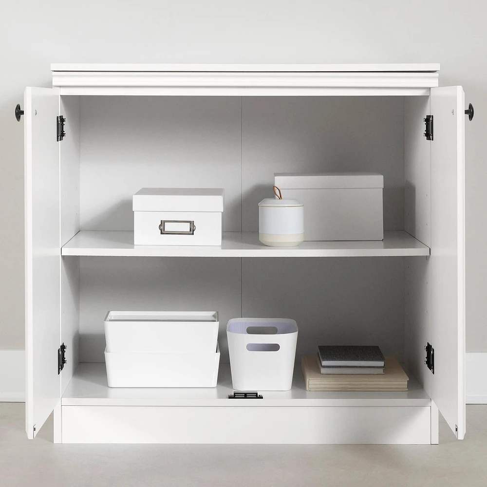 Armoire de Rangement 2 Portes - Morgan Blanc Solide