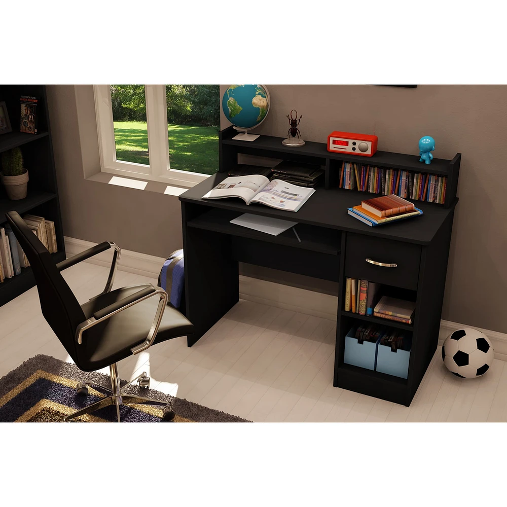 Desk with Keyboard Tray - Axess Pure Black