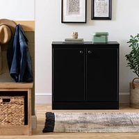 Armoire de Rangement 2 Portes - Morgan Noir Solide