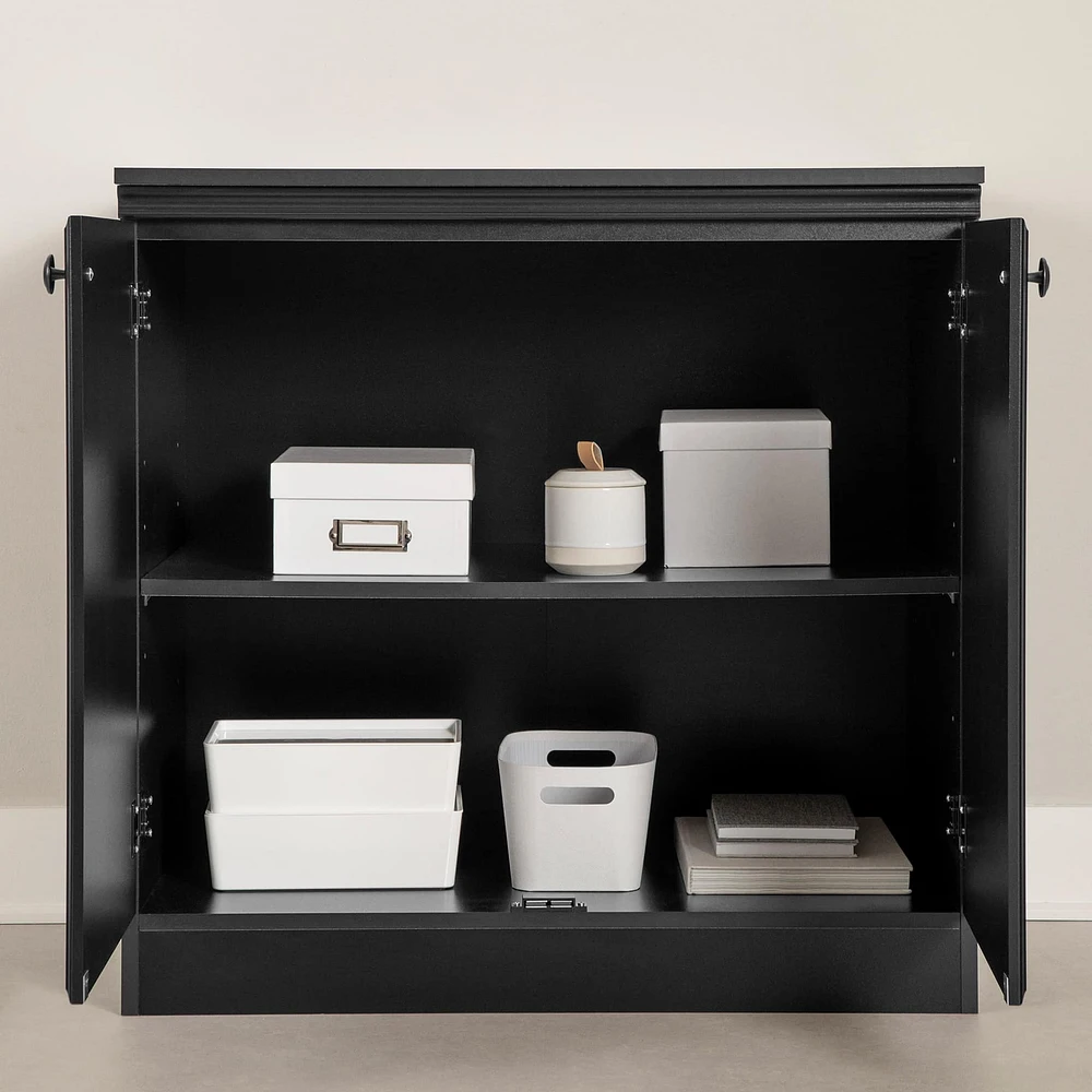 Armoire de Rangement 2 Portes - Morgan Noir Solide