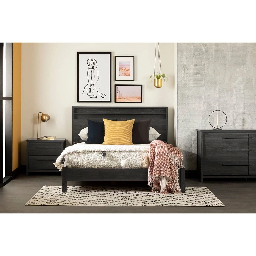 Step One Queen Platform Bed on Legs - Gray Oak