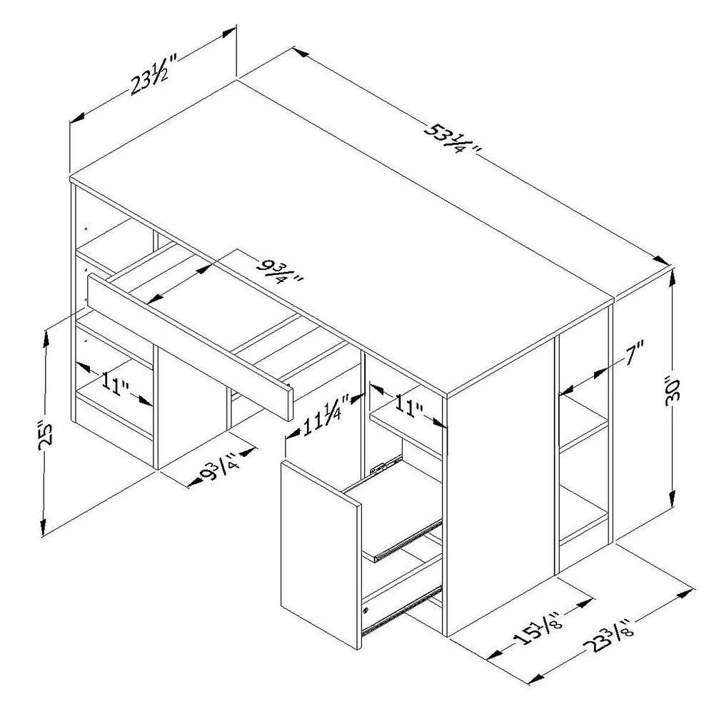 Table de Travail Crea - Blanc Solide
