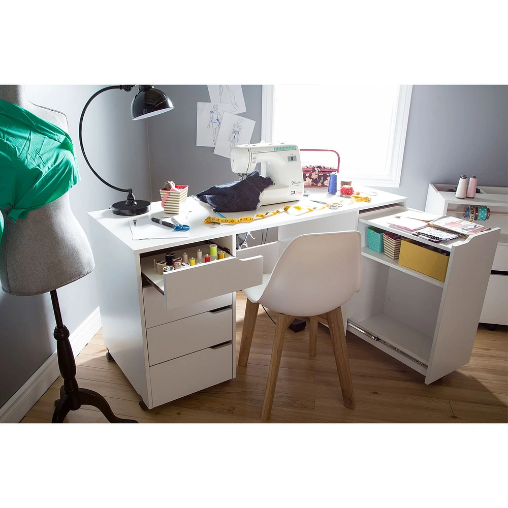 Table de Couture sur Roulettes - Crea Blanc Solide