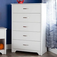 Commode 5 Tiroirs Fusion - Blanc Solide