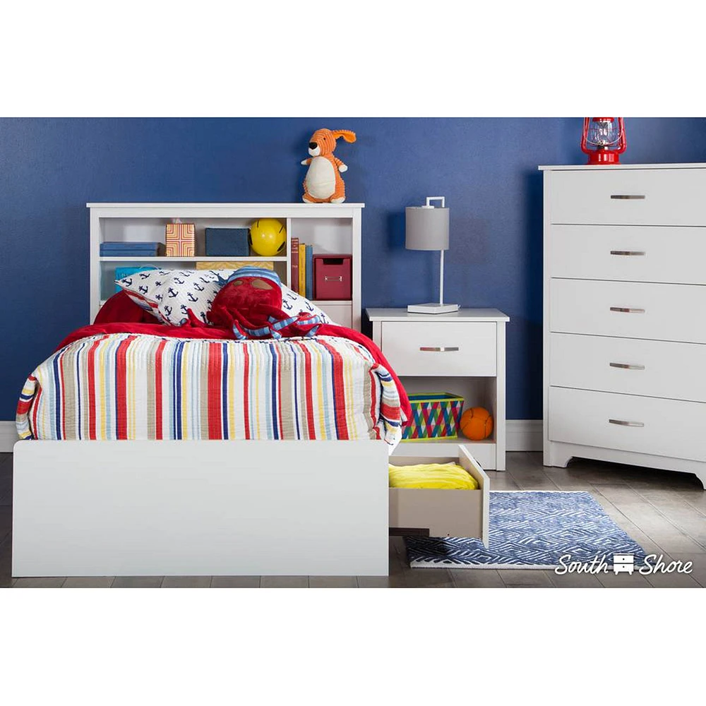 Commode 5 Tiroirs Fusion - Blanc Solide