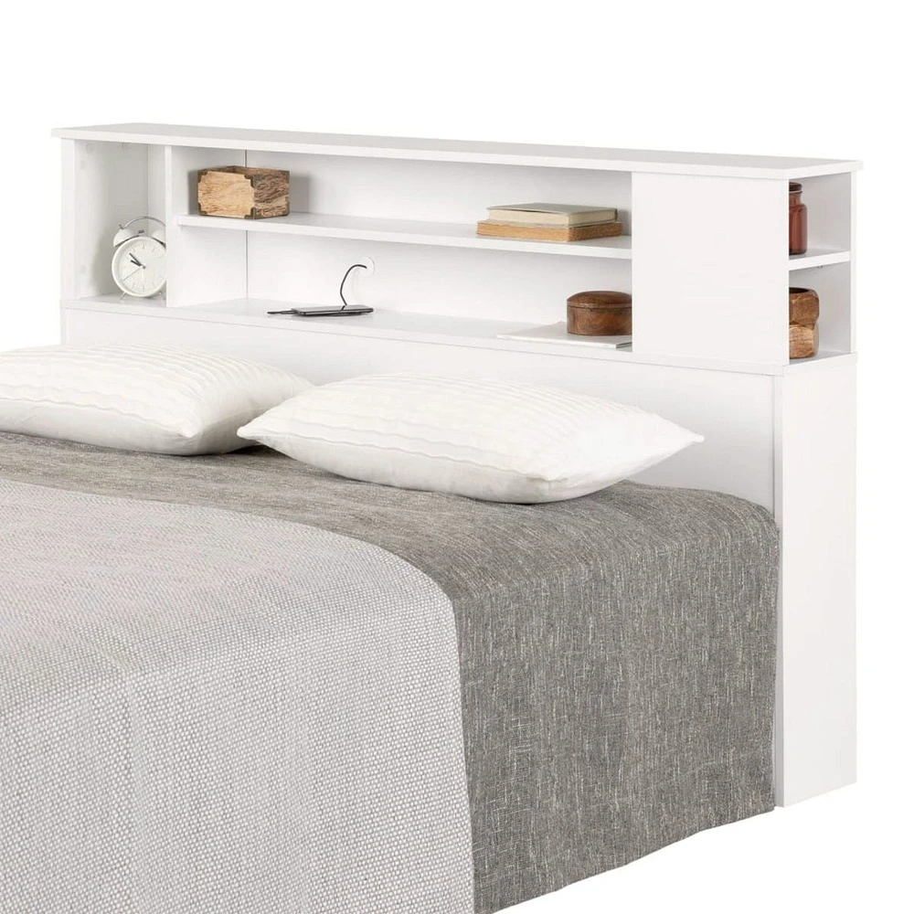 Fusion Double/Queen Bookcase Headboard - Pure White 
