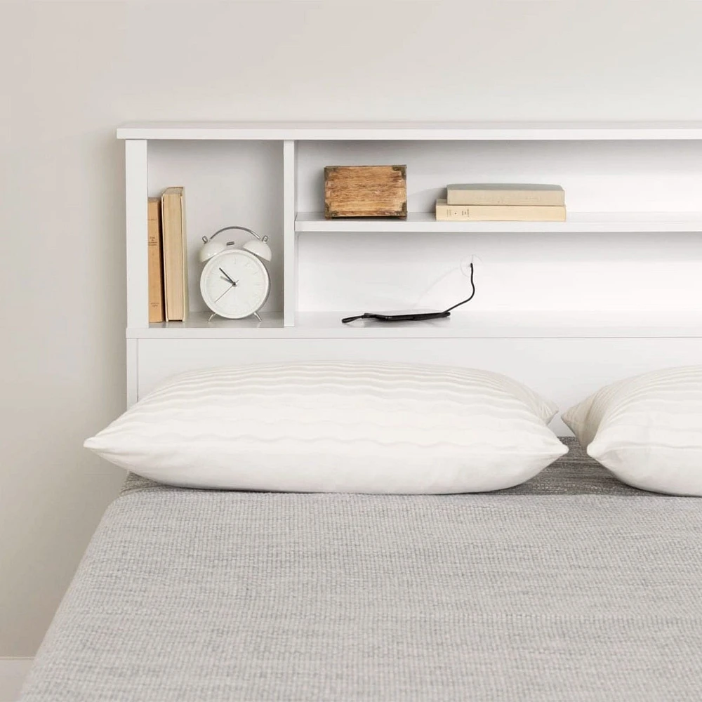 Fusion Double/Queen Bookcase Headboard - Pure White 