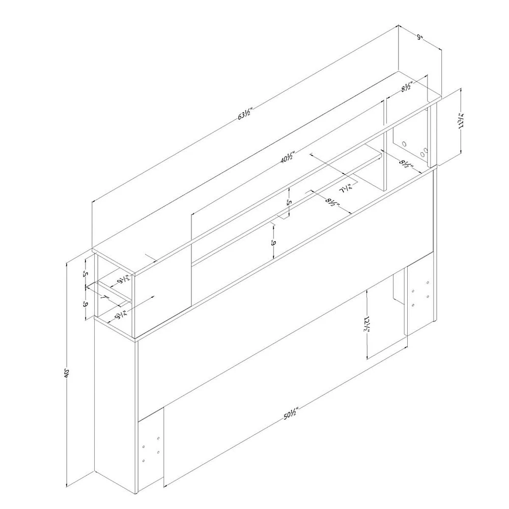Fusion Double/Queen Bookcase Headboard - Pure White 