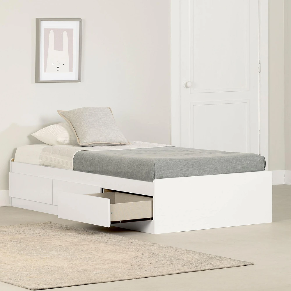 Lit Simple Matelot 3 Tiroirs - Fusion Blanc solide