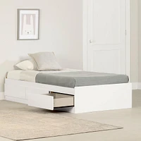 Lit Simple Matelot 3 Tiroirs - Fusion Blanc solide