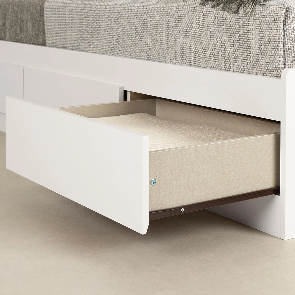 Lit Simple Matelot 3 Tiroirs - Fusion Blanc solide