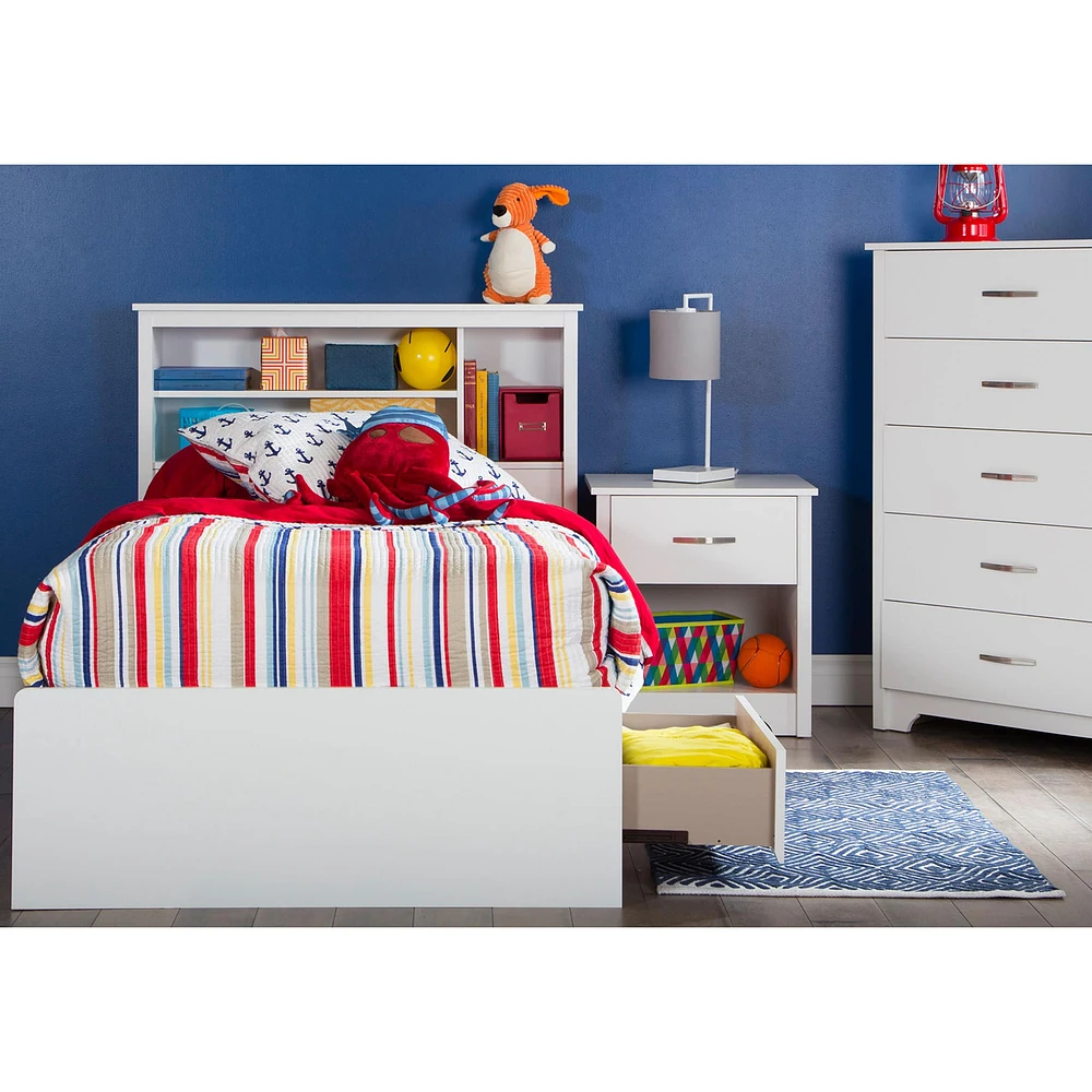 Lit Simple Matelot 3 Tiroirs - Fusion Blanc solide