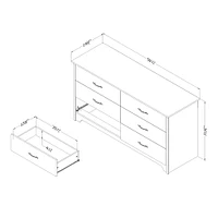 6 drawers chest white fusion
