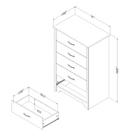 Commode 5 Tiroirs Fusion - Blanc Solide