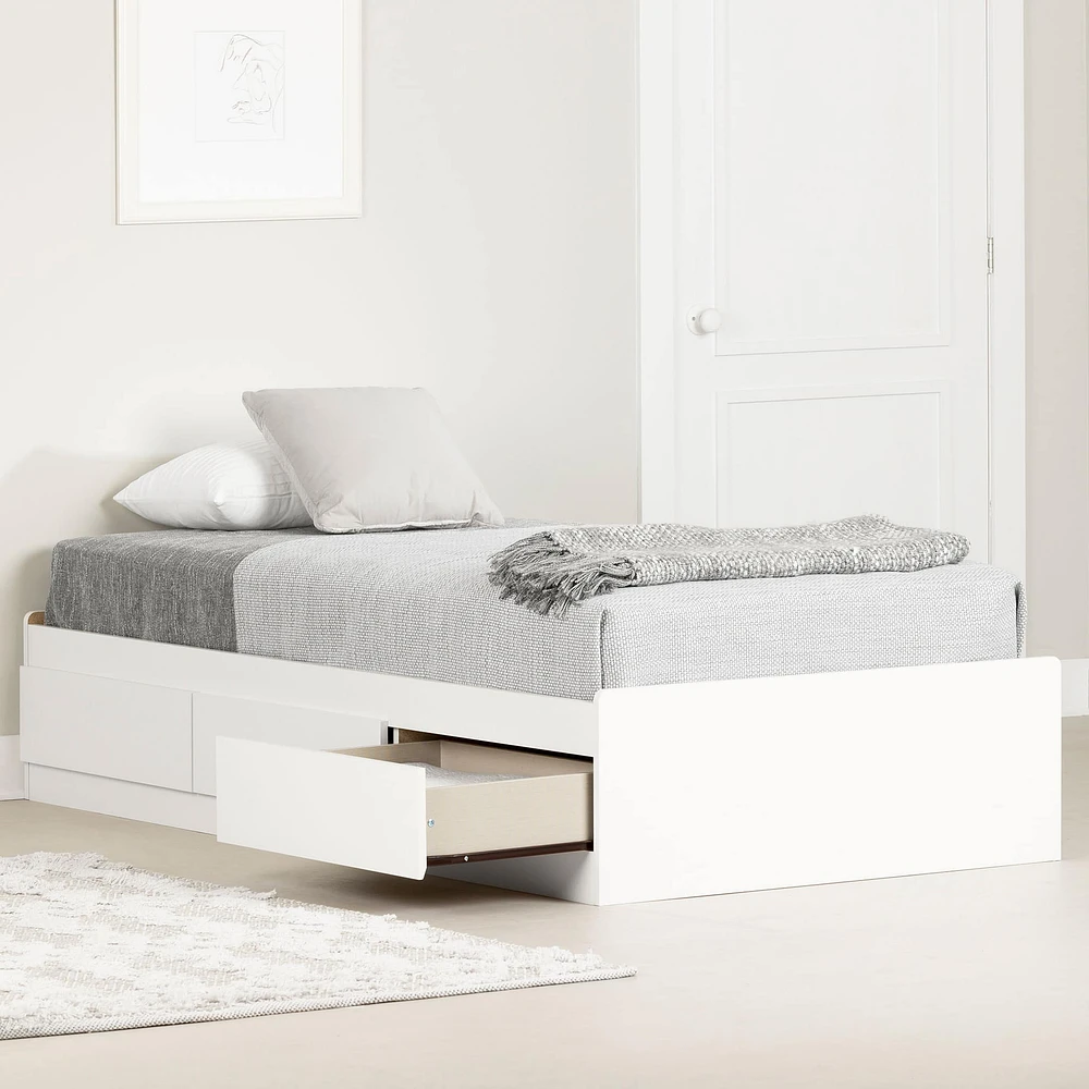 Twin Bed with 3 Drawers - Callesto Pure White