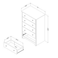 Commode 5 Tiroirs - Vito Gris clair