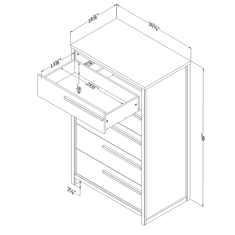5-Drawer Chest - Tao Gray Oak