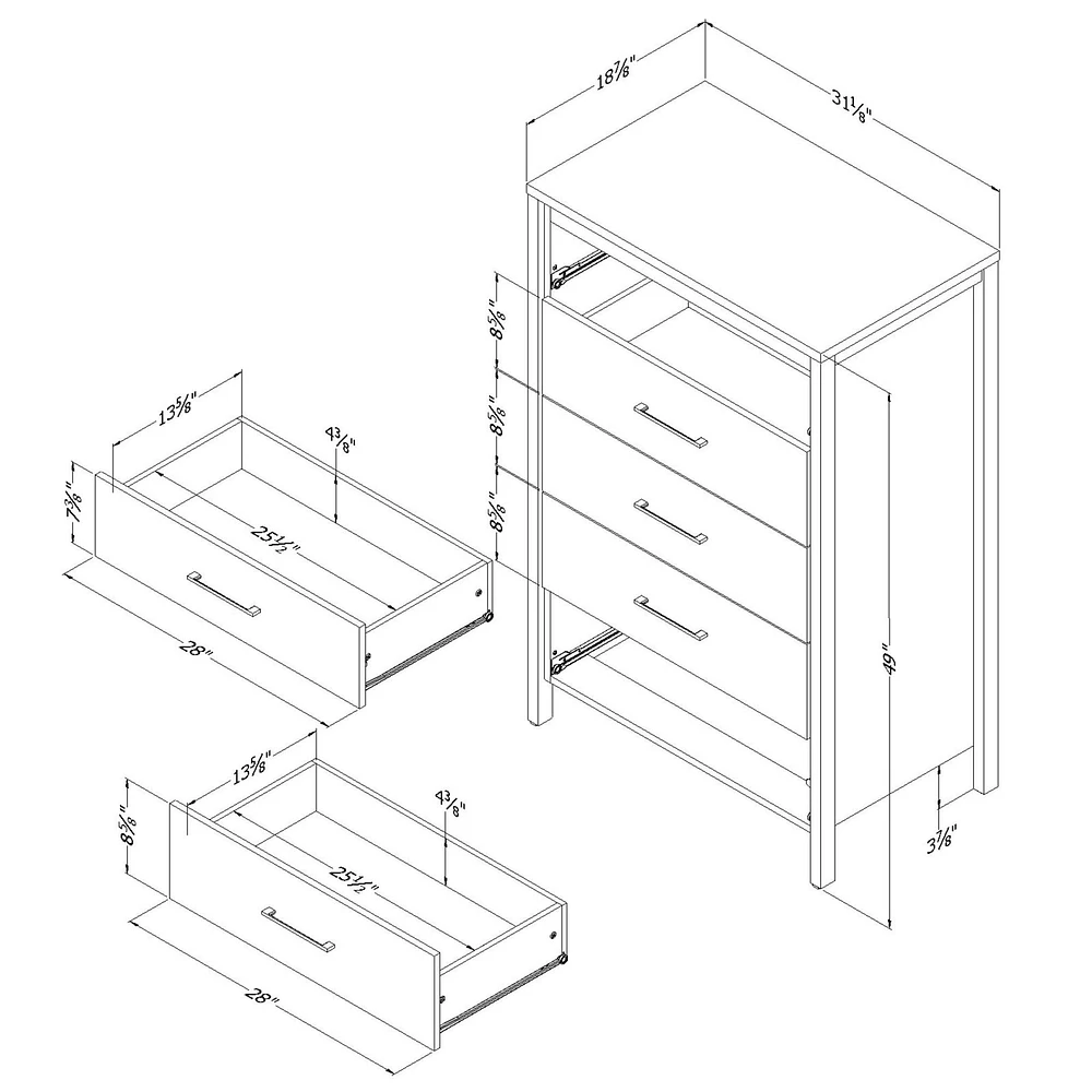 Gravity 5-Drawer Chest Dresser - Gray Maple