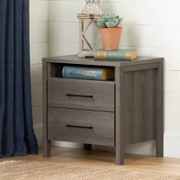 Gravity 2-Drawer Nightstand with Storage - Gray Maple