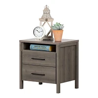 Gravity 2-Drawer Nightstand with Storage - Gray Maple