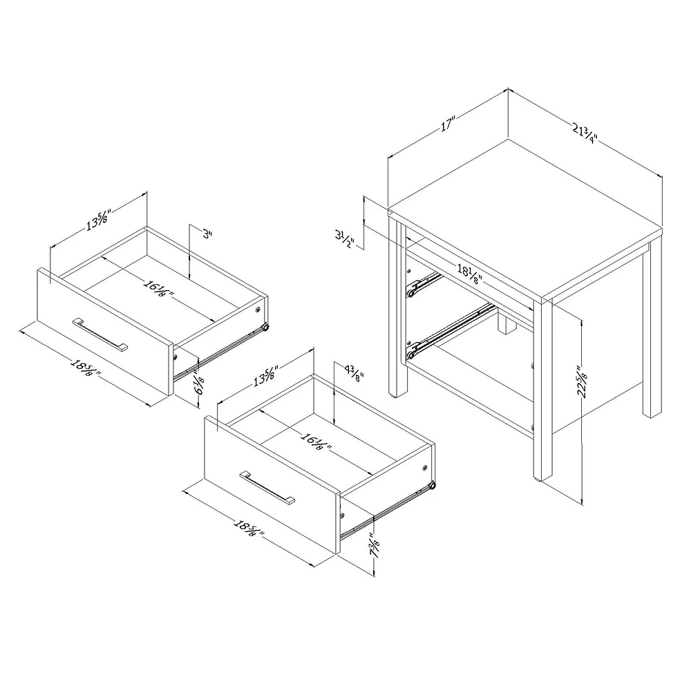 Gravity 2-Drawer Nightstand with Storage - Gray Maple