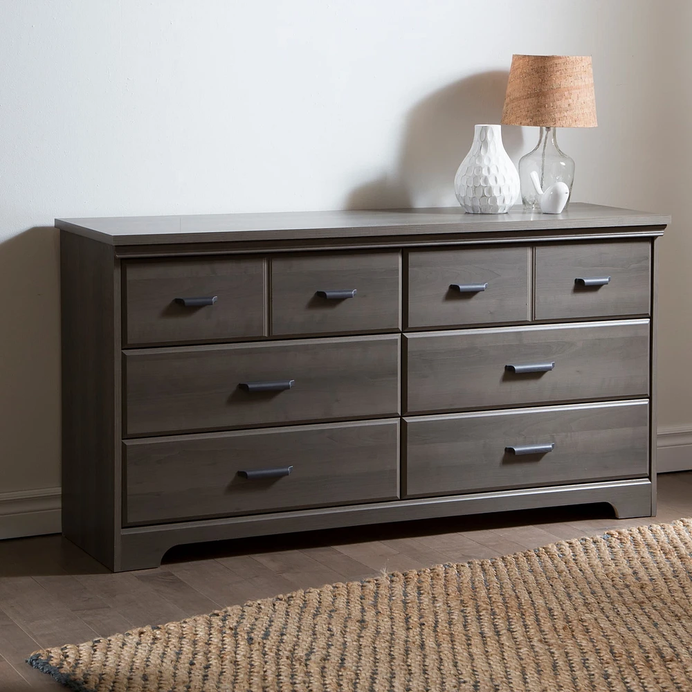 6-Drawer Double Dresser - Versa Gray Maple