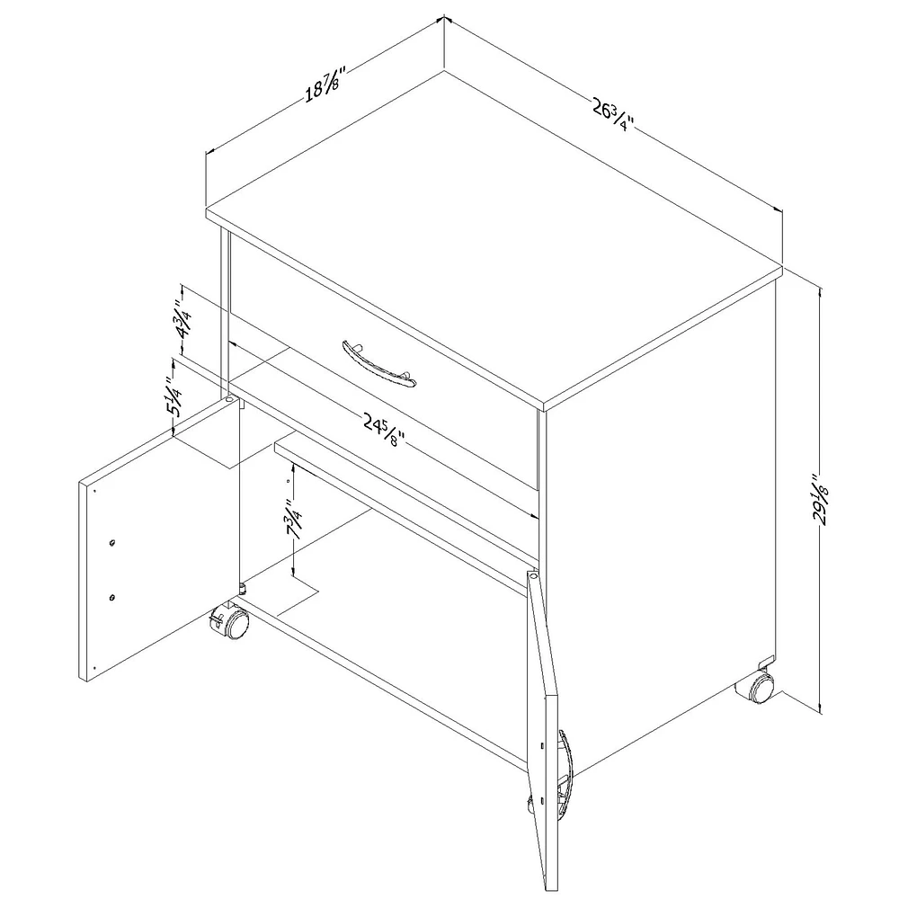 Printer Cart on Wheels - Axess Royal Cherry
