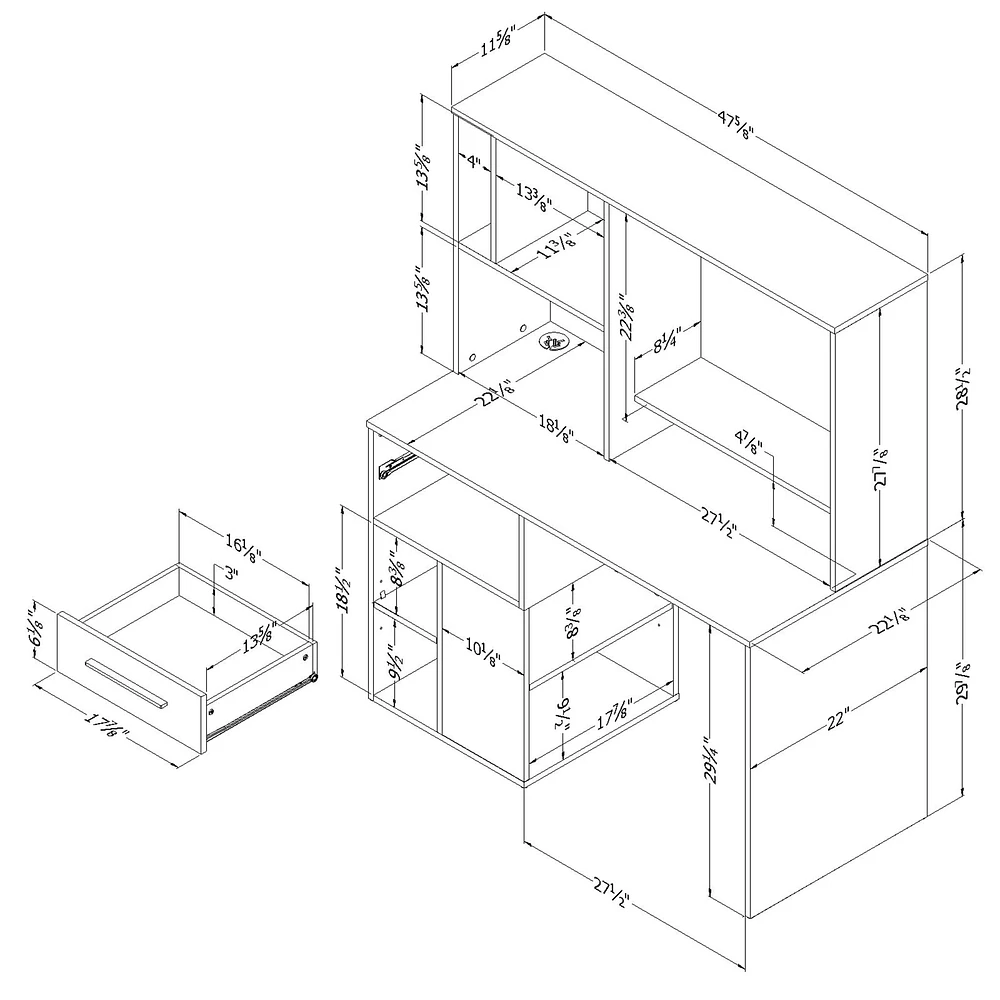 Home Office Computer Desk - Annexe Pure White