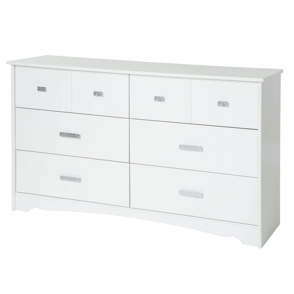 Tiara 6-Drawer Double Dresser - Pure White
